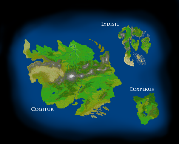 Large map of the fictional continent Aurusia